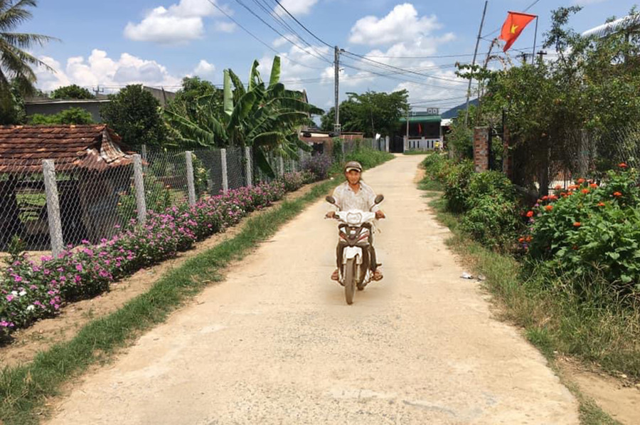 Những con đường hoa rực rỡ góp phần tạo nên diện mạo nông thôn mới ở xã Tân An (huyện Đak Pơ). Ảnh: Nguyễn Hiền