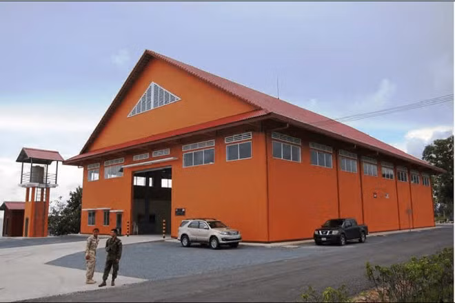 Cơ sở bảo trì do Mỹ xây tại căn cứ Ream - Ảnh chụp màn hình AMTI/CSIS Cơ sở bảo trì do Mỹ xây tại căn cứ Ream - Ảnh chụp màn hình AMTI/CSIS