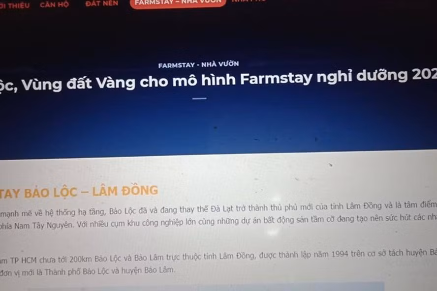 Nhiều trang mạng quảng cáo rầm rộ về mô hình Farmstay ở Lâm Đồng. Ảnh: Nhiệt Băng chụp lại