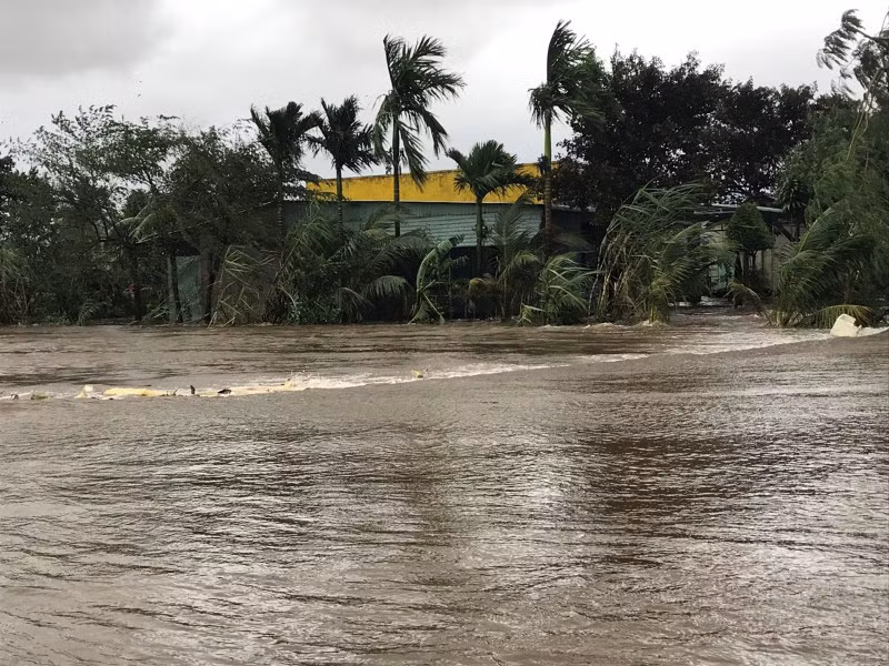 Một khu dân cư tại huyện Tây Hòa (Phú Yên) bị nước lũ tấn công