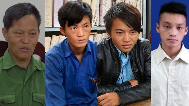  Các nghi phạm (từ trái qua) Diu, Sèng, Phàng, Phong tại cơ quan điều tra - Ảnh Cơ quan Công an cung cấp