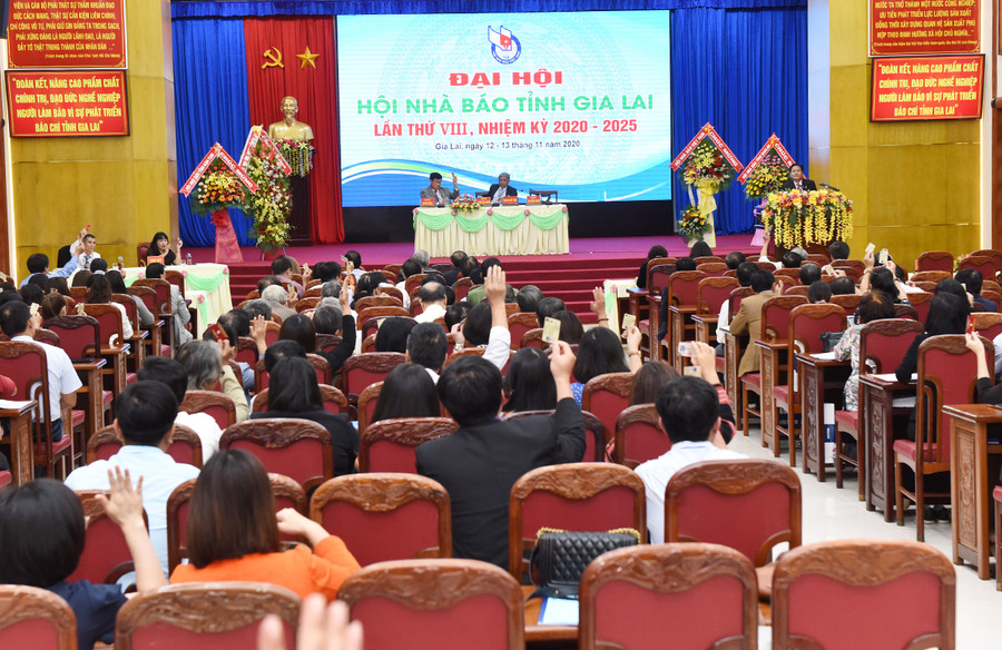  Quang cảnh Đại hội Hội Nhà báo tỉnh lần thứ VIII. Ảnh: Đức Thụy