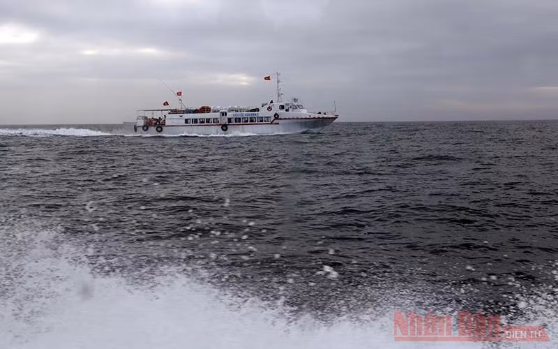  Tàu cao tốc đưa du khách từ cảng Sa Kỳ ra đảo Lý Sơn.