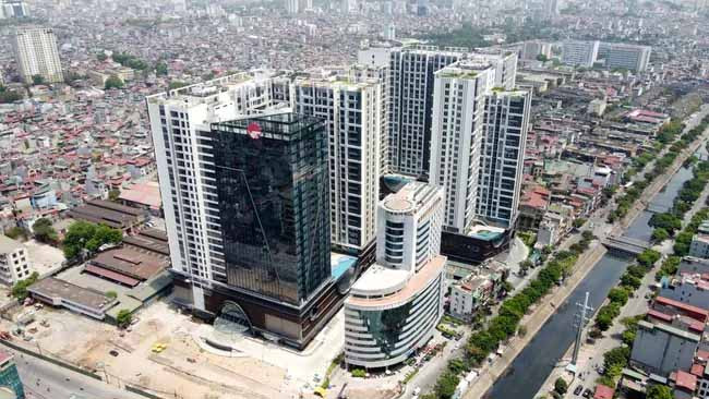 Dự án chung cư Hinode City 201 Minh Khai (Hà Nội) đưa vào sử dụng khi chưa đủ điều kiện an toàn PCCC. Ảnh: T.K