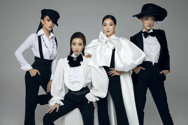 Hoa hậu Mỹ Linh, Tiểu Vy, Thùy Linh diện Menswear cực ngầu cùng ‘bà trùm Hoa hậu’ Phạm Kim Dung. ẢNH: LÊ THIỆN VIỄN