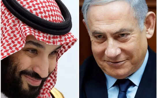 Thái tử Ả Rập Saudi Mohammed Bin Salman (trái) và Thủ tướng Israel Benjamin Netanyahu. Ảnh: Reuters