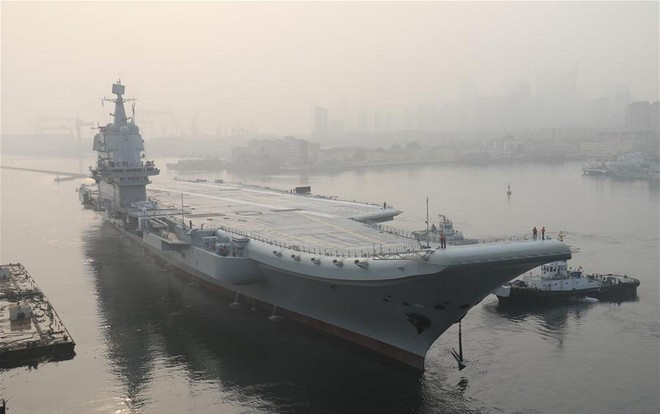 Tàu sân bay Sơn Đông rời cảng Liêu Ninh - Ảnh chụp màn hình USNI