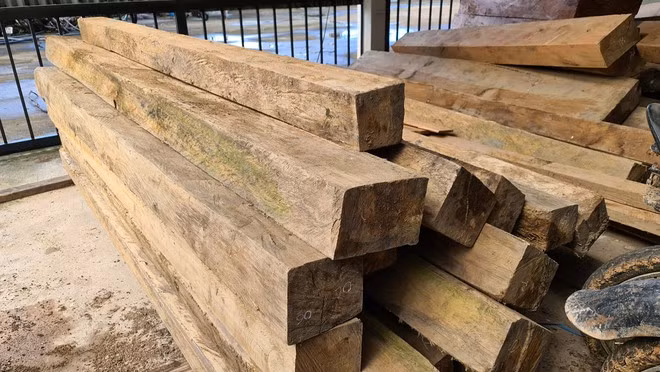 Gỗ bạch tùng mà cơ quan chức năng phát hiện tại nhà ông Tuyến - Tổ trưởng nhận khoán bảo vệ rừng. Cơ quan chức năng phải làm rõ, xử lý thật nghiêm vì thời gian qua rừng tại Lâm Đồng bị triệt phá quá nhiều ẢNH: LÂM VIÊN