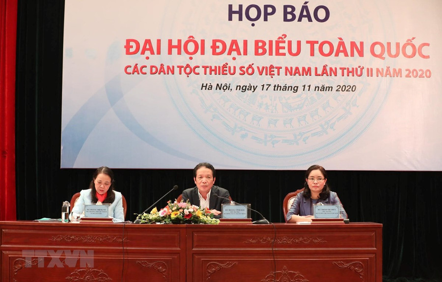 Họp báo Đại hội đại biểu toàn quốc các dân tộc thiểu số lần thứ 2 năm 2020 . (Ảnh: Minh Quyết/TTXVN) Họp báo Đại hội đại biểu toàn quốc các dân tộc thiểu số lần thứ 2 năm 2020 . (Ảnh: Minh Quyết/TTXVN)
