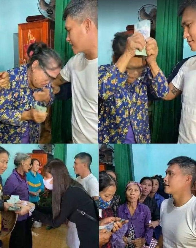 Hình ảnh trong livestream cảnh người dân nhận cứu trợ