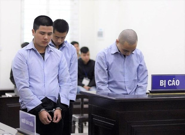 Ba bị cáo tại phiên tòa.