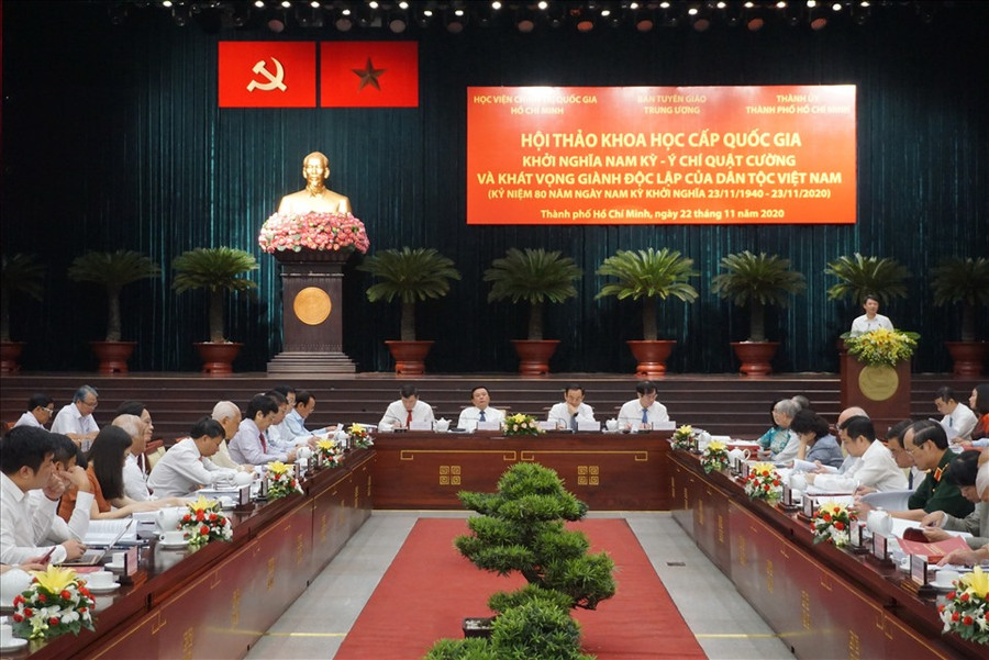 Hội thảo khoa học cấp quốc gia “Khởi nghĩa Nam Kỳ - Ý chí quật cường và khát vọng giành độc lập của dân tộc Việt Nam”. Ảnh: Minh Quân Hội thảo khoa học cấp quốc gia “Khởi nghĩa Nam Kỳ - Ý chí quật cường và khát vọng giành độc lập của dân tộc Việt Nam”. Ảnh: Minh Quân