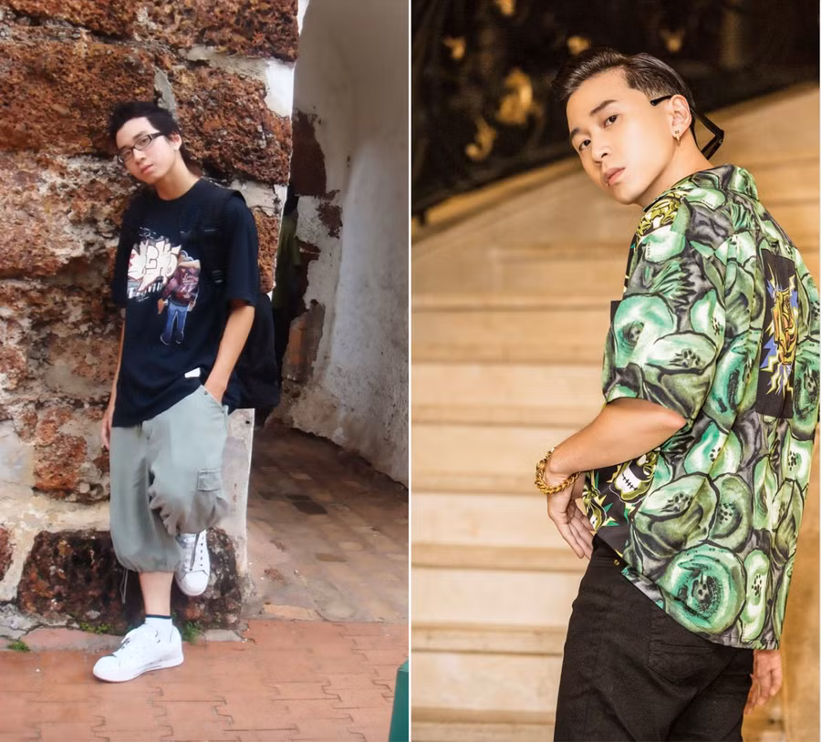 Huấn luyện viên Karik của Rap Việt cùng hình ảnh đậm chất hiphop 10 năm trước và hình ảnh phong cách của hiện tại. Ảnh: CMH.