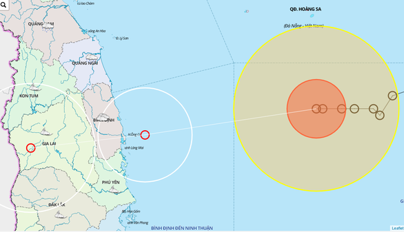  Dự báo hướng di chuyển của bão số 10 và áp thấp nhiệt đới sau khi bão suy yếu - Ảnh: Trung tâm Dự báo KTTV quốc gia
