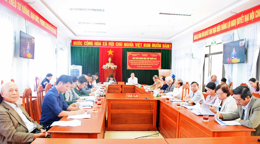 Quang cảnh hội thảo tại điểm cầu Gia Lai. Ảnh: Phương Duyên