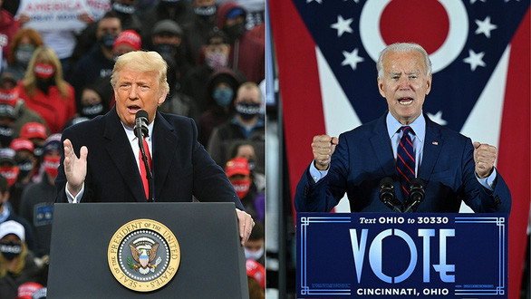 Ông Trump và ông Biden trong các cuộc vận động tranh cử năm 2020 - Ảnh: AFP