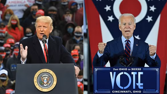 Ông Trump và ông Biden trong các cuộc vận động tranh cử năm 2020 - Ảnh: AFP