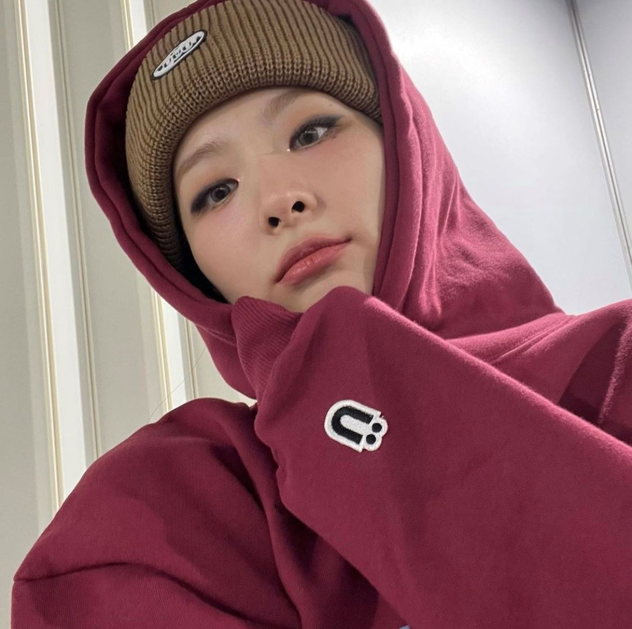  Một chiếc hoodie màu đỏ đô giống của Seulgi mang đến cảm giác ấm áp giữa trời đông lạnh giá và có thể sẽ phù hợp với tất cả mọi người.