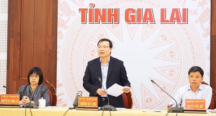  Chủ tịch UBND tỉnh Trương Hải Long phát biểu chỉ đạo tại hội nghị. Ảnh: Mộc Trà