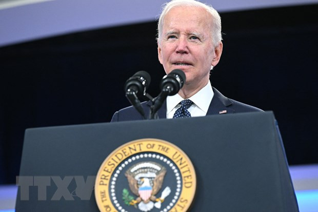 Tổng thống Mỹ Joe Biden phát biểu tại Washington, DC. (Ảnh: AFP/TTXVN)