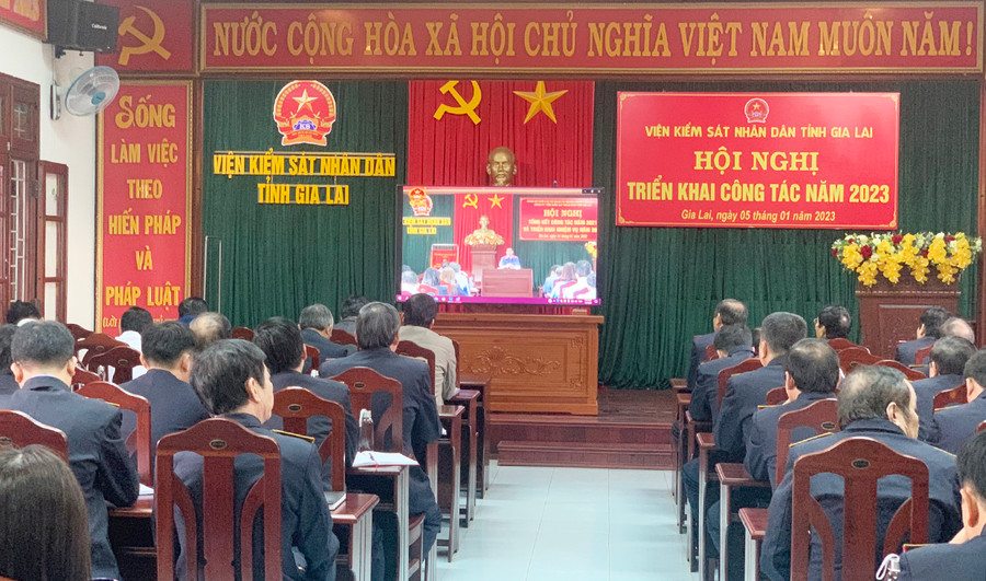 Quang cảnh Hội nghị triển khai công tác năm 2023. Ảnh R'Ô HOK Quang cảnh Hội nghị triển khai công tác năm 2023. Ảnh R'Ô HOK