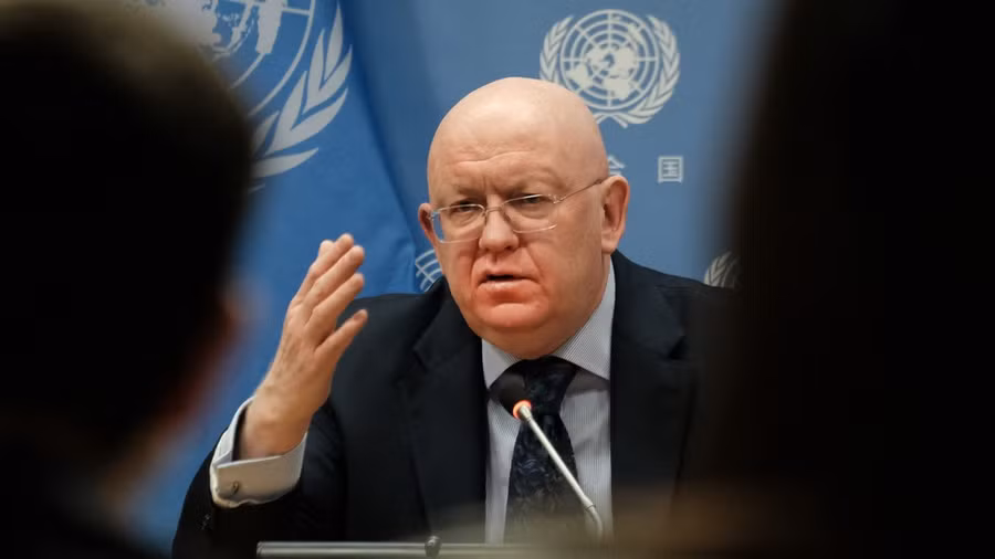 Đại sứ Nga tại Liên Hợp Quốc Vassily Nebenzia nói về cách xung đột Ukraina. Ảnh: AFP