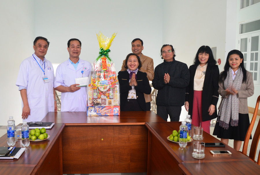 Phó Chủ tịch HĐND tỉnh (thứ 4, từ phải qua) chúc mừng Bệnh viện Tâm Thần kinh tỉnh. Ảnh: Anh Huy