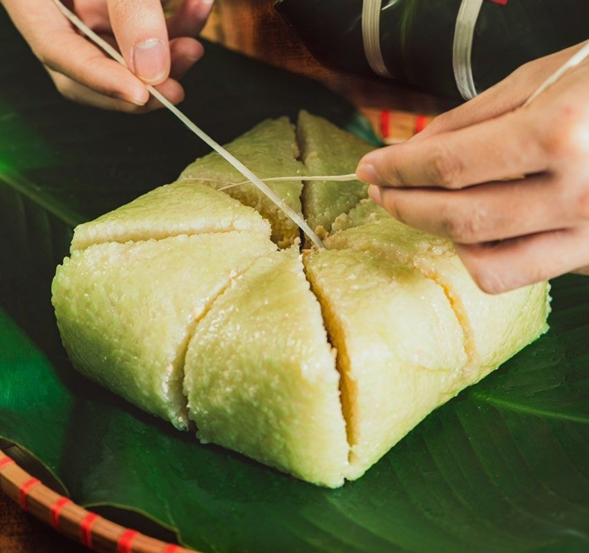 Bánh chưng- món ăn truyền thống ngày Tết. Ảnh: Hương Vân