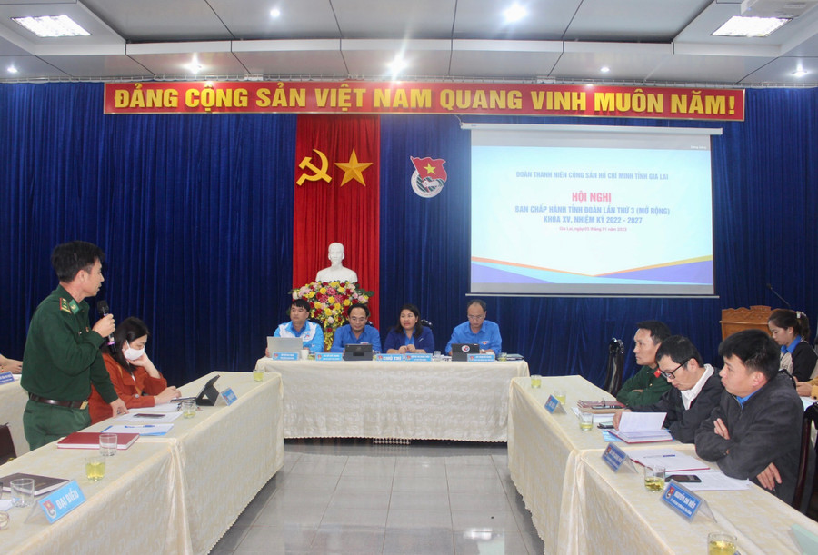 Quang cảnh hội nghị Ban Chấp hành Tỉnh Đoàn lần thứ 3 (mở rộng) khóa XV, nhiệm kỳ 2022-2027. Ảnh: Phan Lài Quang cảnh hội nghị Ban Chấp hành Tỉnh Đoàn lần thứ 3 (mở rộng) khóa XV, nhiệm kỳ 2022-2027. Ảnh: Phan Lài