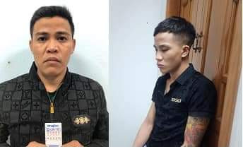 Công an thị xã An Khê tạm giữ hình sự 2 đối tượng có hành vi “Tổ chức sử dụng trái phép chất ma tuý”. Ảnh: Công an thị xã An Khê