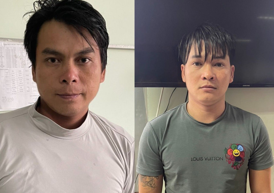Nghi phạm Chiến (bên trái) và Quang. Ảnh Công an cung cấp Nghi phạm Chiến (bên trái) và Quang. Ảnh Công an cung cấp
