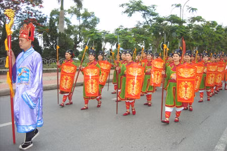 Áo mão Trấn thủ Bát dật võ trong buổi xuất cung Lễ tế Nam Giao. Ảnh: Thanh Vân