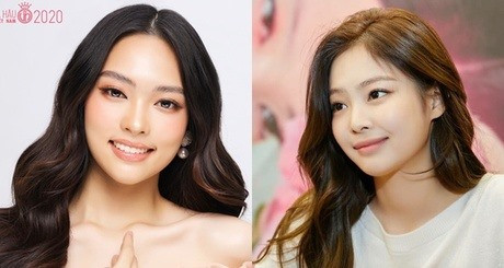 Lê Ngọc Trang (bên trái) bản sao của Jennie - Blackpink. Ảnh: SV, Cắt từ clip
