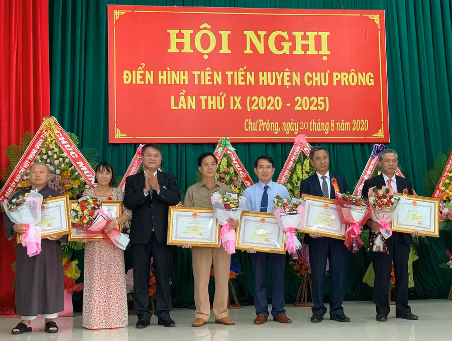  Tặng bằng khen của Chủ tịch UBND tỉnh cho các cá nhân có thành tích xuất sắc trong phong trào thi đua. Ảnh: N.H