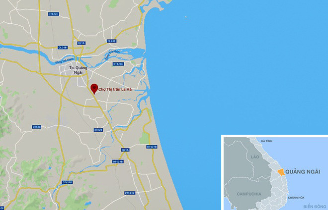 Vụ án mạng xảy ra gần chợ thị trấn La Hà, huyện Tư Nghĩa, tỉnh Quảng Ngãi. Ảnh: Google Maps.