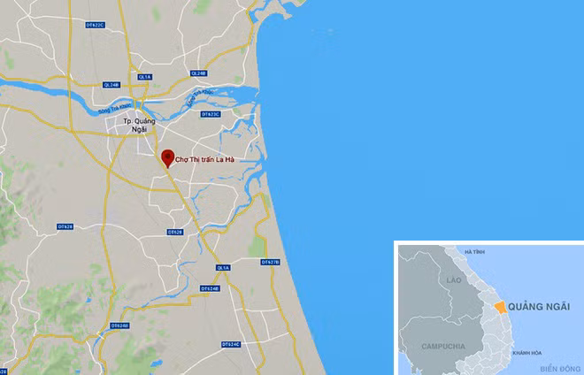 Vụ án mạng xảy ra gần chợ thị trấn La Hà, huyện Tư Nghĩa, tỉnh Quảng Ngãi. Ảnh: Google Maps.