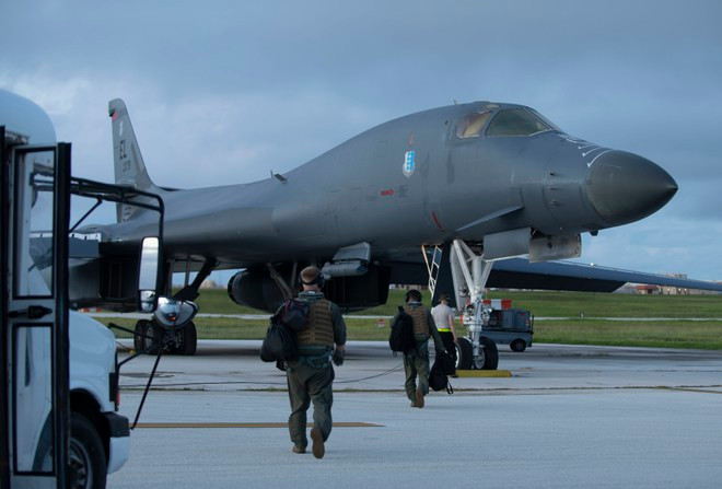Oanh tạc cơ B-1 Lancer ở căn cứ Anderson (đảo Guam) - Ảnh: PACOM