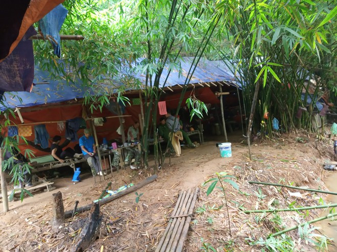 Lán trại của “vàng tặc” trong rừng. ẢNH: PHAN BÁ