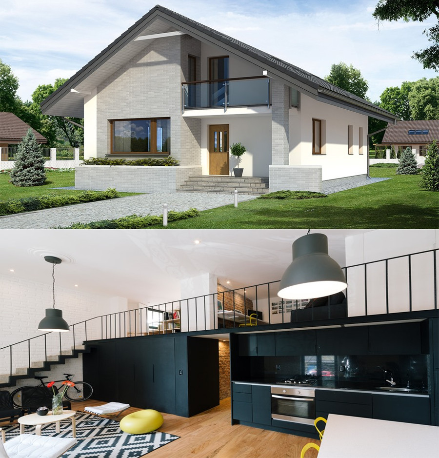 Mẫu nhà cấp 4 thiết kế mái thái, có gác lửng được rất nhiều gia đình lựa chọn. Đồ họa: Tuệ Nghi 