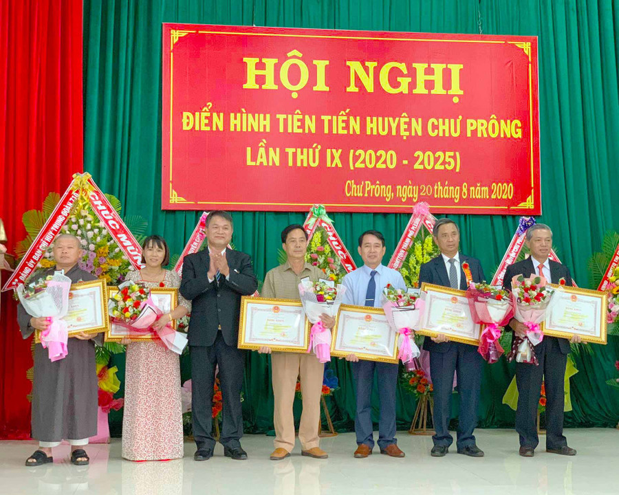 Tặng bằng khen của UBND tỉnh cho các cá nhân có thành tích xuất sắc trong phong trào thi đua. Ảnh: Hồng Thương