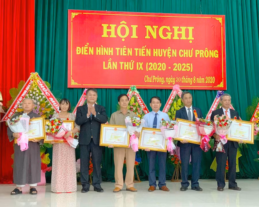Tặng bằng khen của UBND tỉnh cho các cá nhân có thành tích xuất sắc trong phong trào thi đua. Ảnh: Hồng Thương