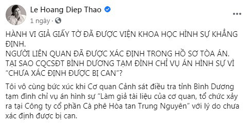 Những dòng tâm trạng của CEO King Coffee trên Facebook cá nhân (Ảnh chụp màn hình) Những dòng tâm trạng của CEO King Coffee trên Facebook cá nhân (Ảnh chụp màn hình)