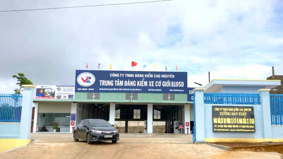 Công ty TNHH Đăng kiểm Cao Nguyên (81-05D) tại địa chỉ lô số C50-Cụm Công nghiệp Diên Phú (thôn 3, xã Diên Phú, TP. Pleiku) đã chính thức hoạt động. Ảnh: Lê Hòa Công ty TNHH Đăng kiểm Cao Nguyên (81-05D) tại địa chỉ lô số C50-Cụm Công nghiệp Diên Phú (thôn 3, xã Diên Phú, TP. Pleiku) đã chính thức hoạt động. Ảnh: Lê Hòa