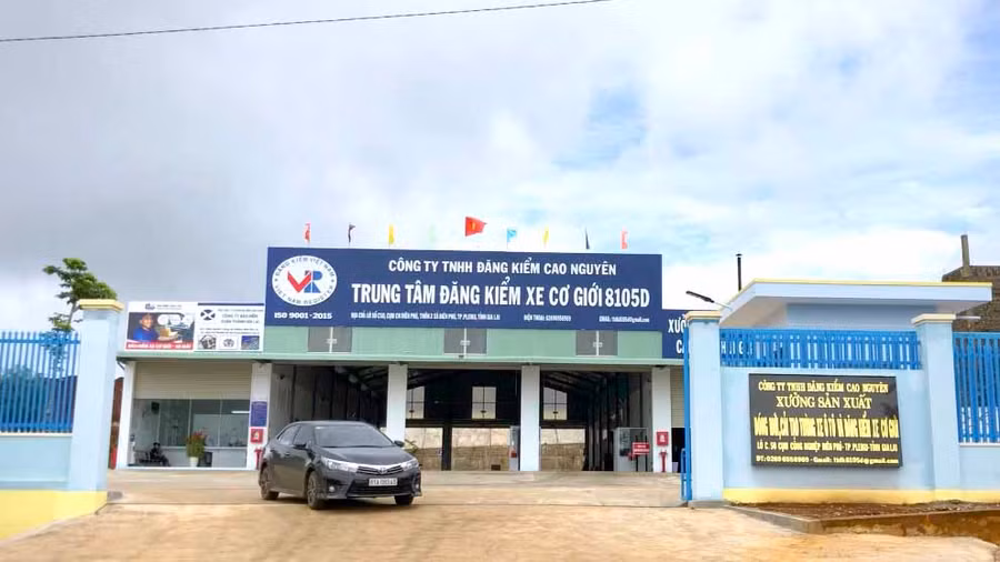 Công ty TNHH Đăng kiểm Cao Nguyên (81-05D) tại địa chỉ lô số C50-Cụm Công nghiệp Diên Phú (thôn 3, xã Diên Phú, TP. Pleiku) đã chính thức hoạt động. Ảnh: Lê Hòa