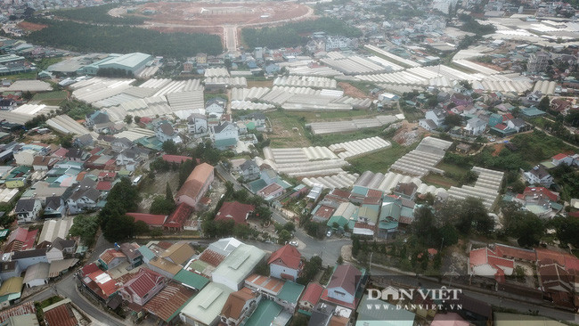 Một góc làng hoa Hà Đông (Đà Lạt) ngày nay nhìn từ trên cao.