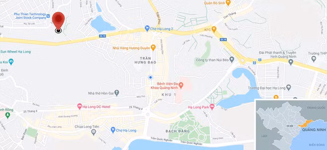 Vụ án mạng xảy ra tại phường Yết Kiêu (chấm đỏ), thành phố Hạ Long, Ảnh: Google Maps.