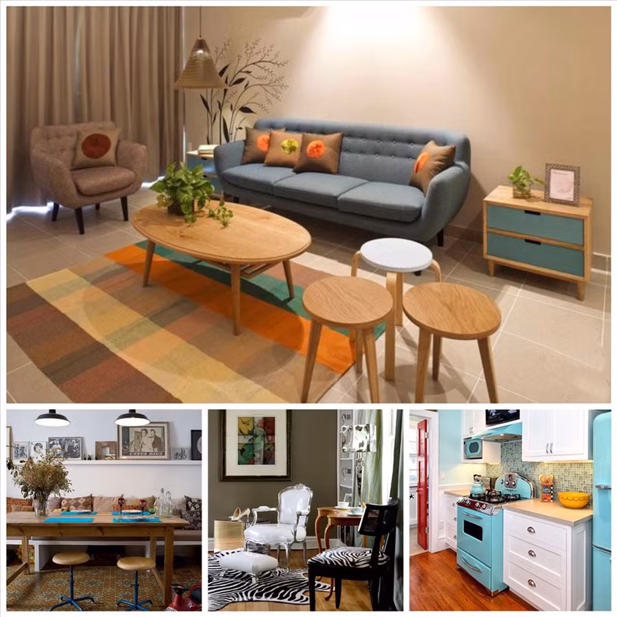  Retro mang trong mình một màu sắc với những gam màu pastel kết hợp cùng màu trắng, hay những màu đối lập tạo nên sự ngẫu hứng và vẻ đẹp rực rỡ cho căn phòng. Đồ họa: Phương Duy