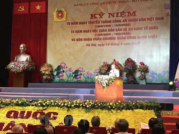 Đại tướng Tô Lâm, Bộ trưởng Bộ Công an phát biểu tại Lễ kỷ niệm 75 năm truyền thống công an nhân dân. (Ảnh: Đức Duy/Vietnam+)  Đại tướng Tô Lâm, Bộ trưởng Bộ Công an phát biểu tại Lễ kỷ niệm 75 năm truyền thống công an nhân dân. (Ảnh: Đức Duy/Vietnam+)