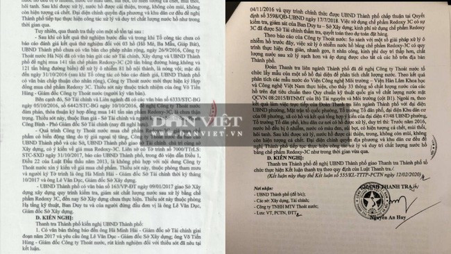 15 ngày sau khi kết luận 555 được ban hành, Thanh tra TP.Hà Nội đã ban hành văn bản số 794, thay thế kết luận 555. Ở kết luận sau này, các thông tin về thiếu sót của ông Võ Tiến Hùng cùng một số đơn vị liên quan đã không còn. (Ảnh chụp phần kết luận sai phạm của kết luận số 555 (bên trái), và đoạn cuối phần kết luận số 794 (bên phải)). 15 ngày sau khi kết luận 555 được ban hành, Thanh tra TP.Hà Nội đã ban hành văn bản số 794, thay thế kết luận 555. Ở kết luận sau này, các thông tin về thiếu sót của ông Võ Tiến Hùng cùng một số đơn vị liên quan đã không còn. (Ảnh chụp phần kết luận sai phạm của kết luận số 555 (bên trái), và đoạn cuối phần kết luận số 794 (bên phải)).