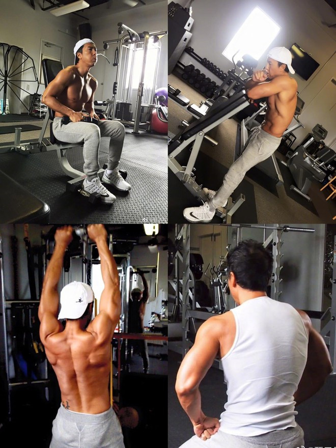 Nam diễn viên 6X chăm chỉ đến phòng gym dù lịch trình bận rộn ẢNH: WEIBO NV